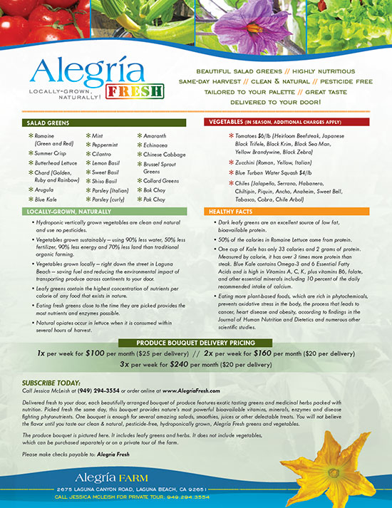 Alegria Fresh Information Flyer